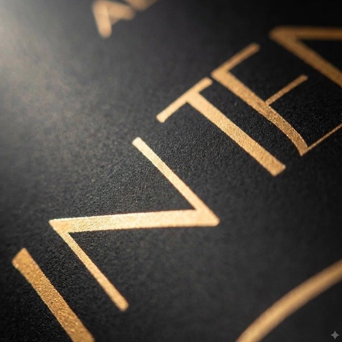 Detalhe do dourado sobre o preto fosco do frasco