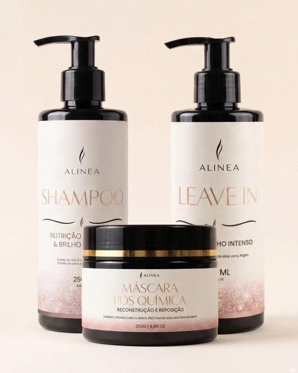 Kit Rotina 2: shampoo, máscara pós química e leave-in Alinea